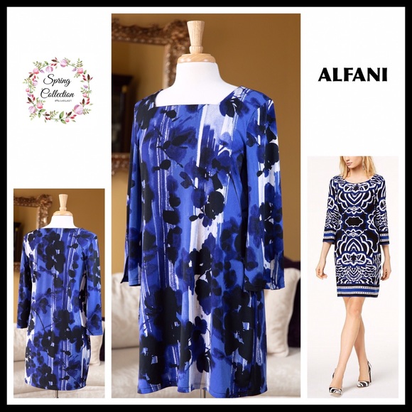 A-LINE SUMMER SHIFT KNIT FLORAL PRINT DRESS A2C - Picture 1 of 7